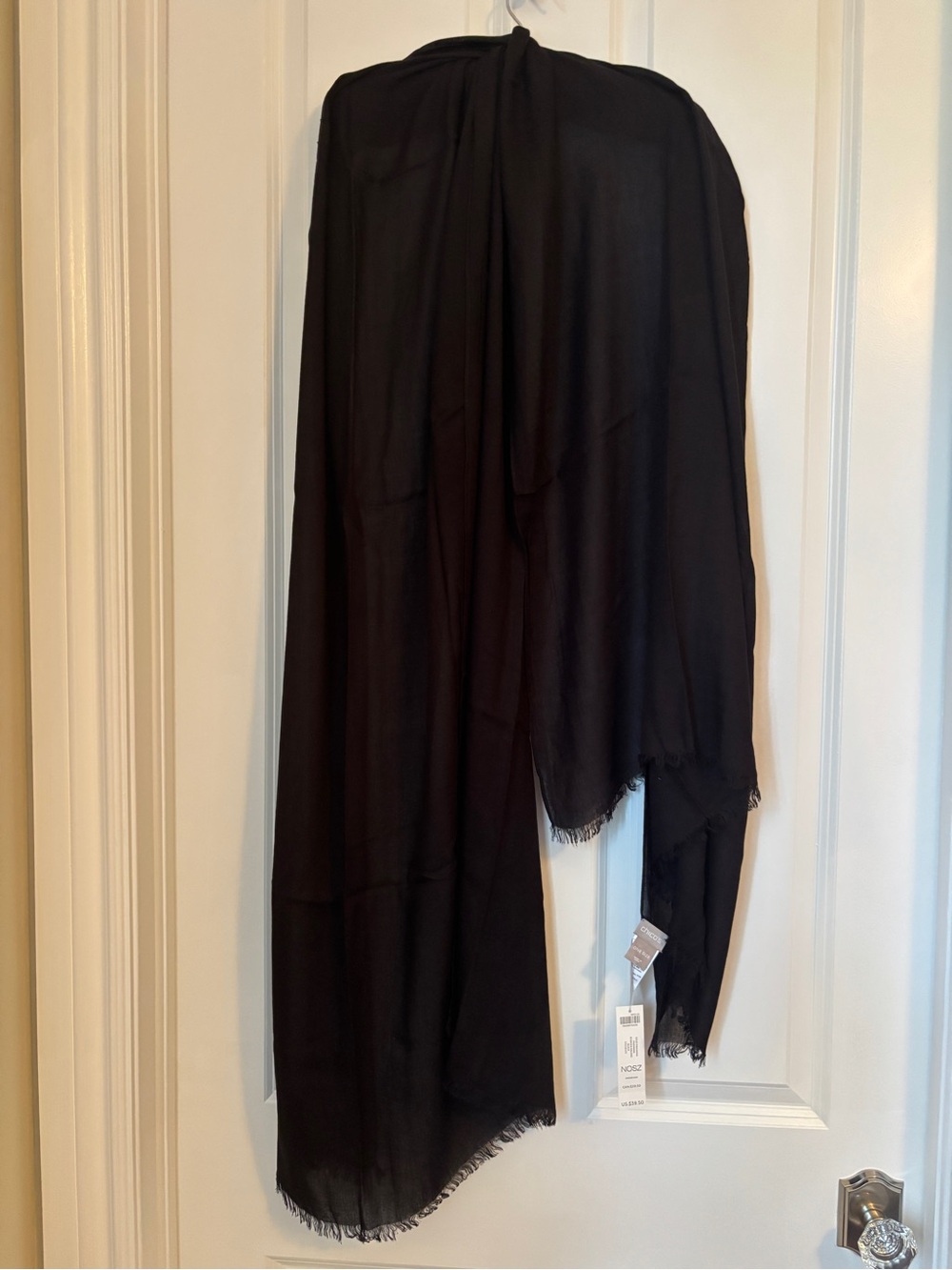 Chico's - Solid Pashmina Oblong Scarf Classic Black. Size 80”x36” NWT